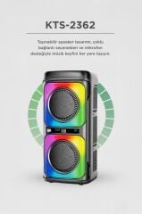 Bluetooth Hoparlör Mikrofonlu Kablosuz Taşınabilir Speaker KTS-2362 Siyah