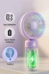 Şarjlı El Vantilatörü Masaüstü Stantlı 3 Kademeli Taşınabilir Mini Fan F56 Pembe