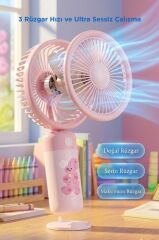 Şarjlı El Vantilatörü Masaüstü Stantlı 3 Kademeli Taşınabilir Mini Fan F56 Pembe