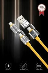 Torima U23 Sarı 4in1 Silikon 240W USB-A/Type-C Giriş,Type-C/Lightning Çıkış Hızlı Şarj Data Kablosu