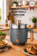 Çok Fonksiyonlu Elektrikli Çelik Tencere Buharlı Yağda Pilav Yemek Pişirme Makinesi ETC01 Antrasit