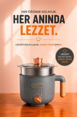 Çok Fonksiyonlu Elektrikli Çelik Tencere Buharlı Yağda Pilav Yemek Pişirme Makinesi ETC01 Antrasit