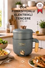 Çok Fonksiyonlu Elektrikli Tencere 1.6L Buharlı Yağda Pilav Yemek Pişirme Makinesi ETC01 Antrasit