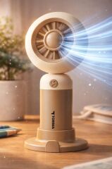 Şarjlı El Vantilatörü Telefon Standlı 3 Kademeli Masaüstü Taşınabilir Fan F55 Kahverengi