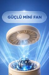 Şarjlı El Vantilatörü Telefon Standlı 3 Kademeli Masaüstü Taşınabilir Fan F55 Krem