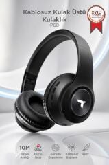 Bluetooth Kulaklık Kulak Üstü Kablosuz Stereo Kulaklık P68 Siyah