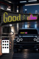 Led Matrix Panel 9x37cm Telefon Kontrollü Kayar Led Animasyon Aydınlatma RP937 Siyah