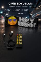 Led Matrix Panel 9x37cm Telefon Kontrollü Kayar Led Animasyon Aydınlatma RP937 Siyah