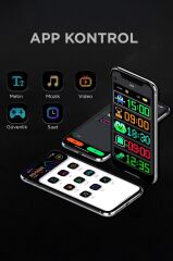 Led Matrix Panel 9x37cm Telefon Kontrollü Kayar Led Animasyon Aydınlatma RP937 Siyah
