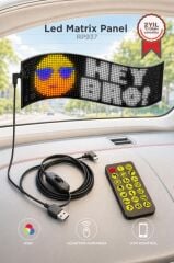 Led Matrix Panel 9x37cm Telefon Kontrollü Kayar Led Animasyon Aydınlatma RP937 Siyah