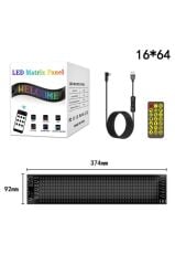 Led Matrix Panel 9x37cm Telefon Kontrollü Kayar Led Animasyon Aydınlatma RP937 Siyah