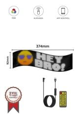 LED Matrix Panel 9x37cm Telefon Kontrollü Kayar Led Animasyon Aydınlatma RP937 Siyah