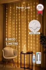 Perde LED Işık 300 LED 10 Sarkıt 8 Modlu Uzaktan Kumandalı 3x3 Metre Peri Telli Torima LW7