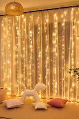 Perde LED Işık 300 LED 10 Sarkıt 8 Modlu Uzaktan Kumandalı 3x3 Metre Peri Telli Torima LW7