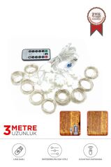 Perde LED Işık 300 LED 10 Sarkıt 8 Modlu Uzaktan Kumandalı 3x3 Metre Peri Telli Torima LW7