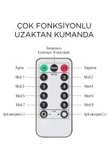 Torima LW-7 300 Ledli 10 Sarkıt Perde Led Işık, 8 Modlu Uzaktan Kumandalı, 3x3 Metre Peri Telli Led