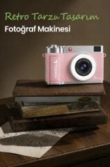 Torima Mini Dijital Retro Kamera Flip Ekranlı 48MP Selfie Video Vlog Kamerası CMR50 Pembe