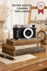 Mini Dijital Retro Kamera 48MP Selfie Video Vlog Kamerası CMR50 Siyah