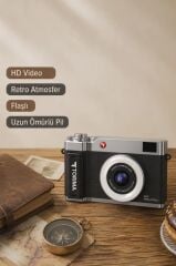 Mini Dijital Retro Kamera 48MP Selfie Video Vlog Kamerası CMR50 Siyah