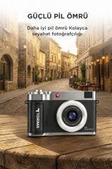 Mini Dijital Retro Kamera 48MP Selfie Video Vlog Kamerası CMR50 Siyah