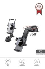 Telefon Tutucu 360 Derece Dönebilen Vantuzlu Araç İçi Oto Aksesuarları JX048 Siyah