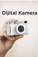 Mini Dijital Retro Kamera 48MP Selfie Video Vlog Kamerası CMR50 Beyaz