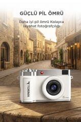 Mini Dijital Retro Kamera 48MP Selfie Video Vlog Kamerası CMR50 Beyaz