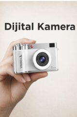 Torima Mini Dijital Retro Kamera Flip Ekranlı 48MP Selfie Video Vlog Kamerası CMR50 Beyaz