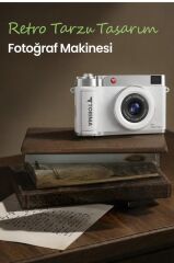 Torima Mini Dijital Retro Kamera Flip Ekranlı 48MP Selfie Video Vlog Kamerası CMR50 Beyaz