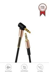 Torima XF-09 Siyah Altın Uçlu Araç Müzik Ses Kablosu Stereo Aux Akordiyon Kablo 3.5mm
