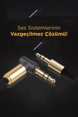 Torima XF-09 Siyah Altın Uçlu Araç Müzik Ses Kablosu Stereo Aux Akordiyon Kablo 3.5mm