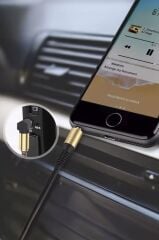 Torima XF-09 Siyah Altın Uçlu Araç Müzik Ses Kablosu Stereo Aux Akordiyon Kablo 3.5mm