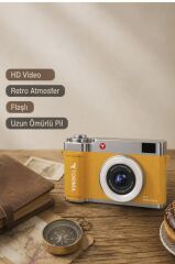 Mini Dijital Retro Kamera 48MP Selfie Video Vlog Kamerası CMR50 Sarı