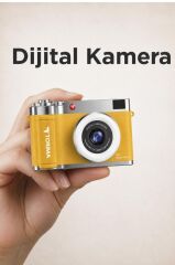 Mini Dijital Retro Kamera 48MP Selfie Video Vlog Kamerası CMR50 Sarı
