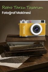 Mini Dijital Retro Kamera 48MP Selfie Video Vlog Kamerası CMR50 Sarı