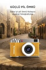 Mini Dijital Retro Kamera 48MP Selfie Video Vlog Kamerası CMR50 Sarı