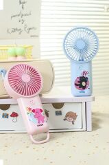 Şarjlı El Vantilatörü Mini Taşınabilir 3 Kademeli Kapibara Figürlü Masa Fanı F70 Pembe