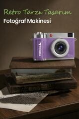 Torima Mini Dijital Retro Kamera Flip Ekranlı 48MP Selfie Video Vlog Kamerası CMR50 Mor