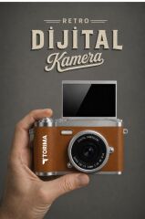 Mini Dijital Retro Kamera 48MP 8X Zoom Flip Ekranlı Selfie Video Vlog Kamerası CMR51 Kahverengi