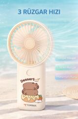 Şarjlı El Vantilatörü Mini Taşınabilir 3 Kademeli Kapibara Figürlü Masa Fanı F70 Kahverengi