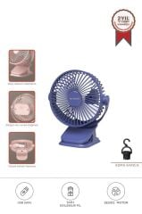 Torima F-15 Mavi Mini Fan Vantilatör I Asma Apartlı, 800 mAh Şarjlı, Type-C Girişli, Taşınabilir Fan