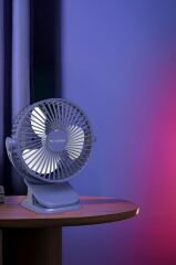 Torima F-15 Mavi Mini Fan Vantilatör I Asma Apartlı, 800 mAh Şarjlı, Type-C Girişli, Taşınabilir Fan