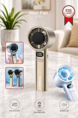 Şarjlı El Vantilatörü 120 Hız Ayarlı Taşınabilir Mini Fan F21 Altın
