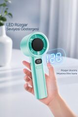 Şarjlı El Vantilatörü 120 Hız Ayarlı Taşınabilir Mini Fan F21 Yeşil