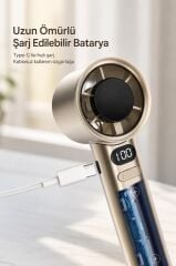 Şarjlı El Vantilatörü 120 Hız Ayarlı Taşınabilir Mini Fan F21 Yeşil