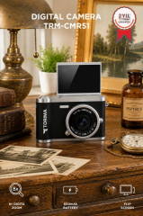 Mini Dijital Retro Kamera 48MP 8X Zoom Flip Ekranlı Selfie Video Vlog Kamerası CMR51 Siyah