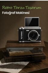 Mini Dijital Retro Kamera 48MP 8X Zoom Flip Ekranlı Selfie Video Vlog Kamerası CMR51 Siyah