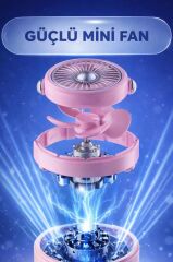 Şarjlı El Vantilatörü Hareketli Başlıklı 3 Kademeli Mini Taşınabilir Masa Fanı F60 Pembe