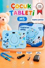 Maniner Eğitici Tablet 4GB 128GB Kılıf Hediyeli Çocuk Tableti M5 Mavi