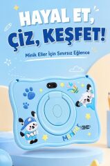 Maniner Eğitici Tablet 4GB 128GB Kılıf Hediyeli Çocuk Tableti M5 Mavi